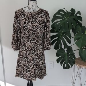 Vince Camuto Animal Print Long Sleeve Dress